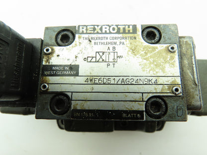 Rexroth 4WEH16E60/6AG24N9ETK4 Hydraulic Directional Solenoid Valve 24VDC