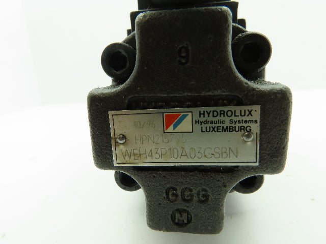 Hydrolux Parker WEH43P10A03CSBN Hydraulic Directional Control Solenoid Valve 24V