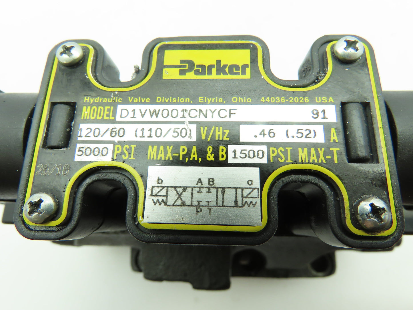 Parker DG5S 8 6C M FTWL B5 30 Hydraulic Directional Control Solenoid Valve 120V