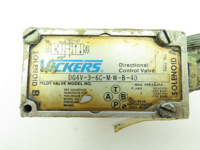 Vickers DG4V-3-6C-M-W-B-40 Hydraulic Directional Control Solenoid Valve 120V