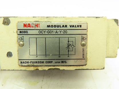 NACHI OCY-G01-A-Y-20 Hydraulic Flow Control Modular Sandwich Valve