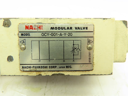 NACHI OCY-G01-A-Y-20 Hydraulic Flow Control Modular Sandwich Valve