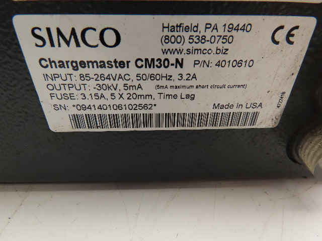 Simco CM30-N Chargemaster Industrial Electrostatic Generator 3.2A 264VAC 4010610