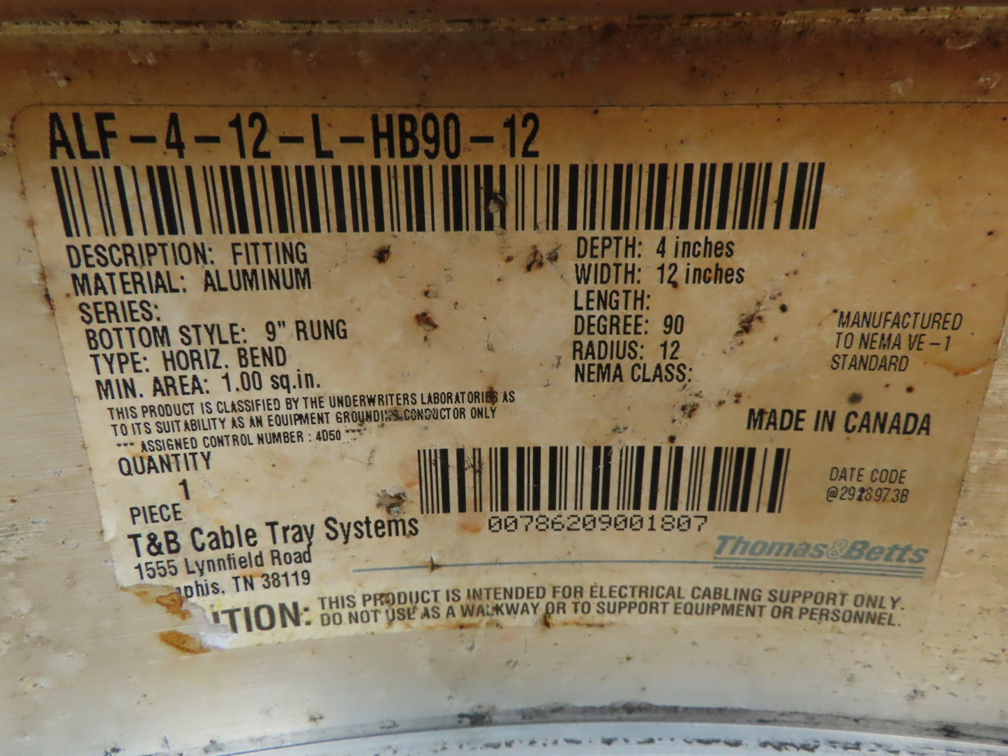 Thomas & Betts ALF-4-12-L-HB90-12 90° Cable Tray