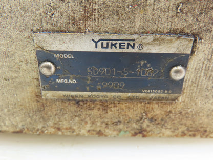 Yuken SD901-5-1002 Hydraulic Directional Control Solenoid Relief Valve Stack