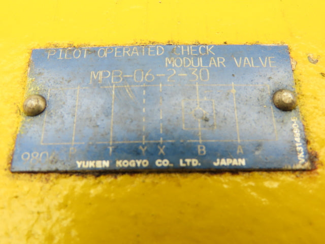 Yuken MPB-06-2-30 Hydraulic Modular Pilot Flow Control Check Sandwich Valve Sz 6