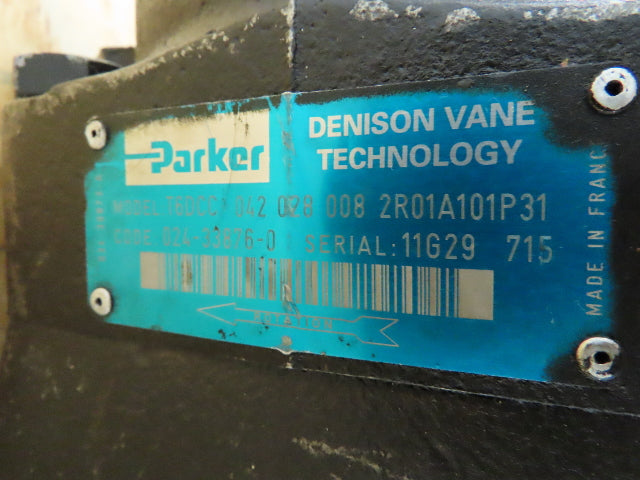 Parker Denison T6DCC Triple Vane 3-Stage Hydraulic Pump 4' Inlet 42/28/8 GPM