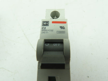 Cutler Hammer WMS1C02 Circuit Breaker, 2 Amp 240 VAC Single Pole LOT of 10