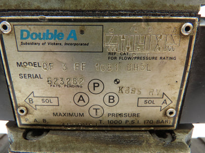 Vickers Double A F3 DG5S 40  Hydraulic Directional Solenoid Valve QF3FF10B1BH5L