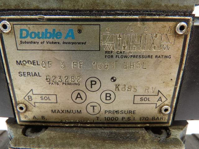 Vickers Double A F3 DG5S 40  Hydraulic Directional Solenoid Valve QF3FF10B1BH5L