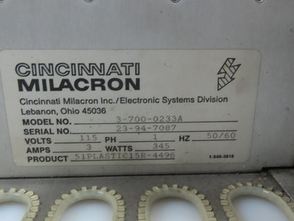 Cincinnati Milacron 3-700-0233A 16 Slot Control Rack 115V 1 Ph 3 Amp Chassis HMI