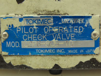 Tokimec Vickers C2PG-805-10 Hydraulic Pilot Operated Pressure Relief Check Valve