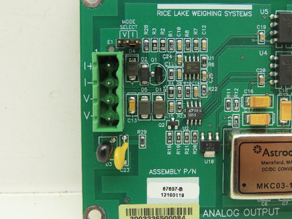 Rice Lake Weighing System 67607 Analog Output Card REV B Output 0-10V 12100119