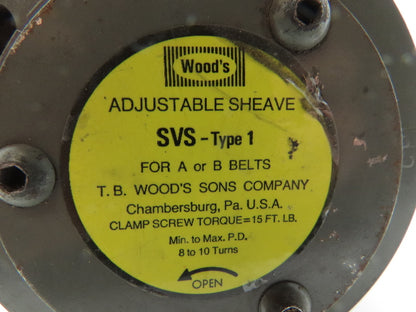 Woods SVS59B4  4-Groove Variable Pitch Adj Speed Pulley Sheave A-B Belt 1-7/8"