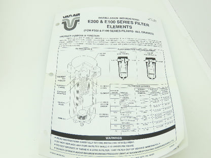 Van Air 26-2106 Replacement Filter Element 1-9/16"ID 3-1/4"OD 5-3/4"Long