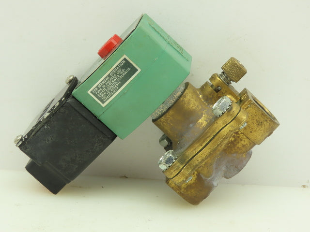 Asco JKH8210G094MO Pneumatic Solenoid Valve 150PSI 1/2"NPT 120V Coil w/Man Oper.