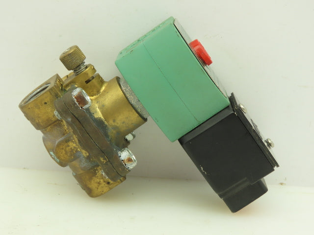 Asco JKH8210G094MO Pneumatic Solenoid Valve 150PSI 1/2"NPT 120V Coil w/Man Oper.