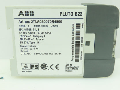 ABB 2TLA020070R4800 Pluto B22 Jokab Safety Controller