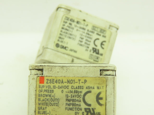 SMC ZSE 40A-N01-T-P Digital Monitor Pressure Switch 12-24VDC 1/8"NPT  LOT OF 2