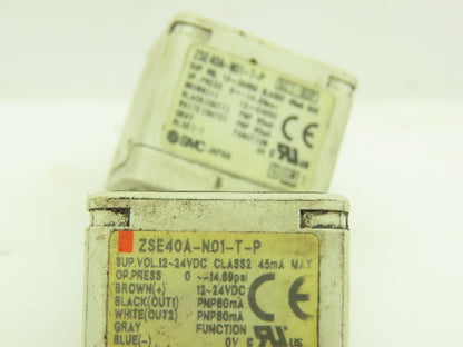 SMC ZSE 40A-N01-T-P Digital Monitor Pressure Switch 12-24VDC 1/8"NPT  LOT OF 2
