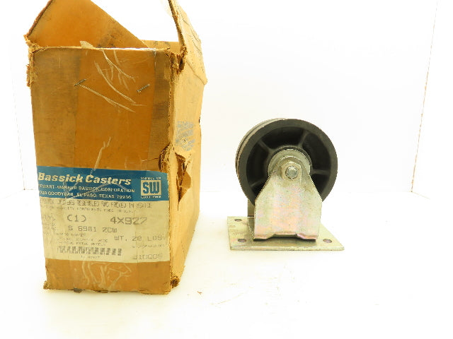 Bassick S-698 Heavy Duty V-Groove 6"x2.75"Steel Caster Wheel 6.75"x5"Fixed Plate