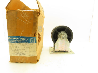 Bassick S-698 Heavy Duty V-Groove 6"x2.75"Steel Caster Wheel 6.75"x5"Fixed Plate
