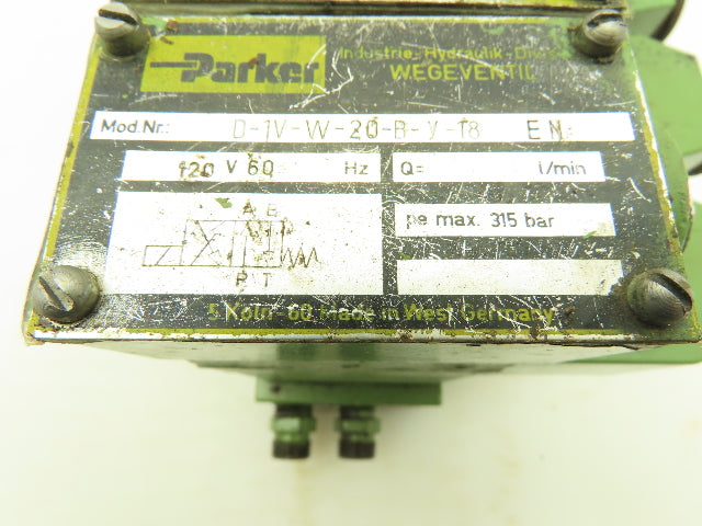 Parker D1VW Hydraulic Directional Flow Control Solenoid Valve Stack 120V GREEN