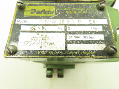 Parker D1VW Hydraulic Directional Flow Control Solenoid Valve Stack 120V GREEN