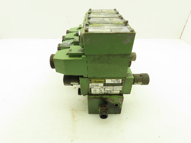 Parker D1VW Hydraulic Directional Flow Control Solenoid Valve Stack 120V GREEN