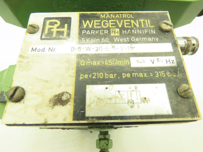 Parker D1VW / D3W Hydraulic Directional Flow Control Solenoid Valve Stack GREEN