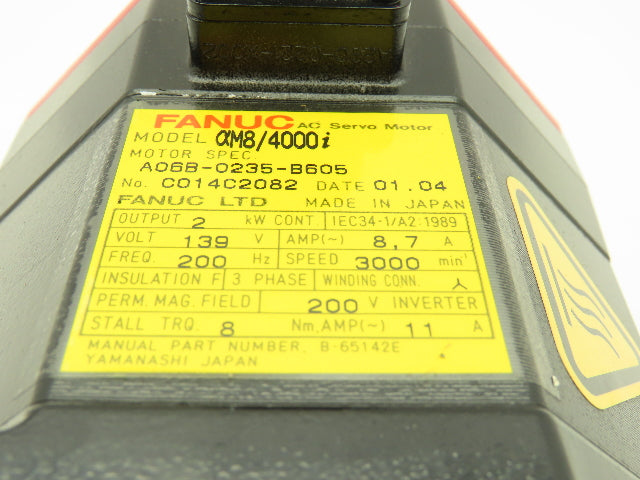 Fanuc am8/4000i A06B-0235-B605 Servo Motor W/A860-2014-T301 Pulsecoder Encoder