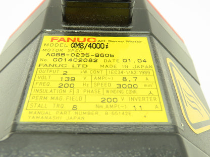 Fanuc am8/4000i A06B-0235-B605 Servo Motor W/A860-2014-T301 Pulsecoder Encoder