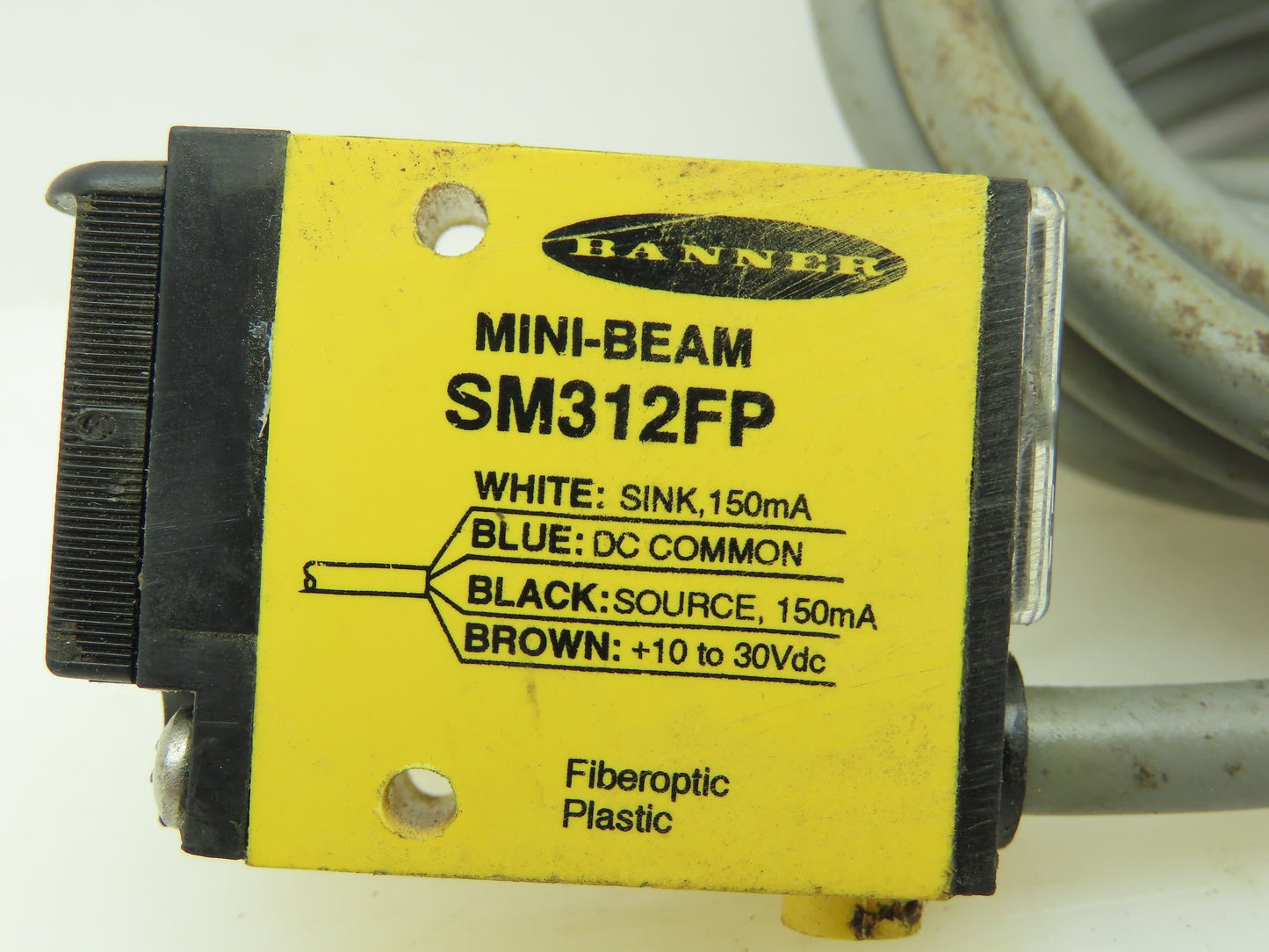 Banner SM312FB Fiber Optic Sensor 10-30V DC Light/Dark Operate NPN/PNP 2m Cable