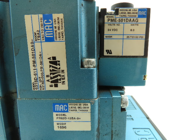 MAC MPP63A-0170 Multi-Pressure Pak Pneumatic Solenoid Air Valve Block 0-150 PSI