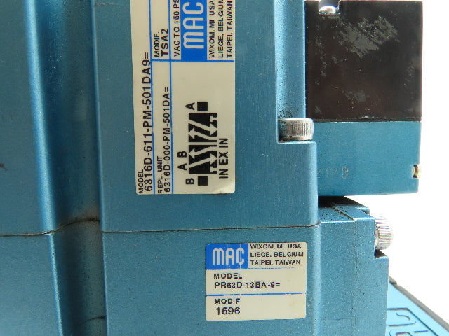 MAC MPP63A-0170 Multi-Pressure Pak Pneumatic Solenoid Air Valve Block 0-150 PSI