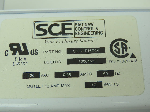 Sce SCE-LF16D24 SCE-LF16D24 Fluorescent Light Fixture 0.58amp 60hz 120VAC 17W
