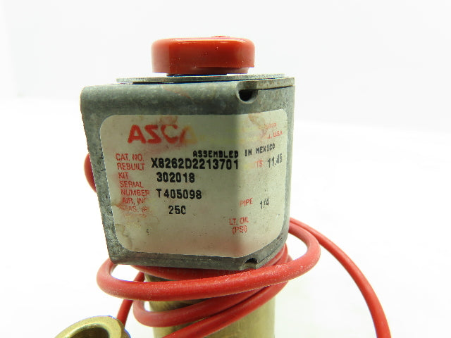 ASCO  X8262D2213701 Brass Solenoid Valve 250PSI  1/4" NPT 120V