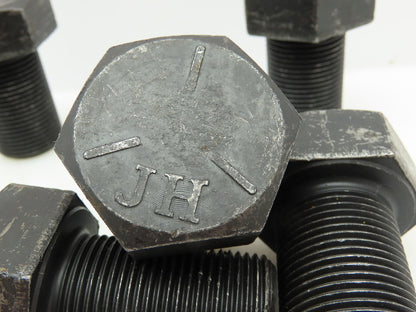 JH Steel Hex Head Black Bolt 1-3/4"L  1-1/4"Dia Thread Sz 12 Grade 5 LOT OF 6