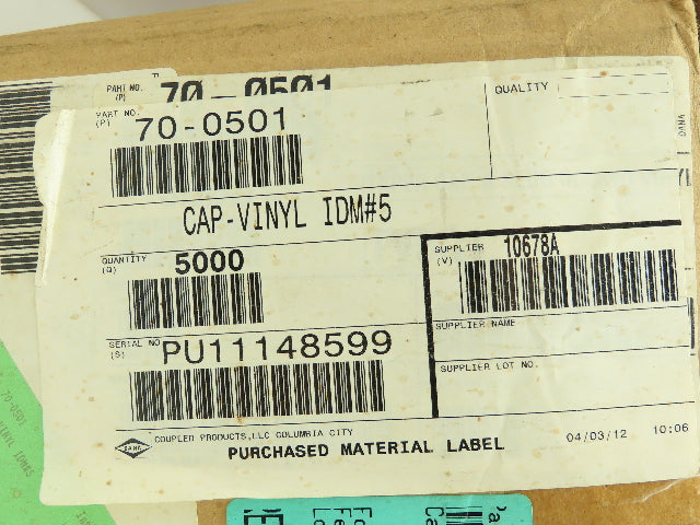 Caplugs 70-0501 TV5Q1 Taper Cap & Plug Vinyl IDM #5 Box of Plugs for 7/16 Hole
