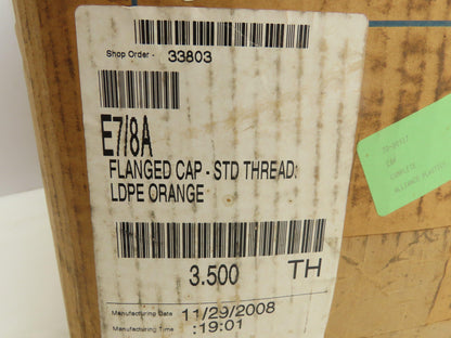 Caplugs 70-00917 E 7/8 A Flanged Cap STD Tread LDPE Orange Fits Over 7/8 OD Pipe