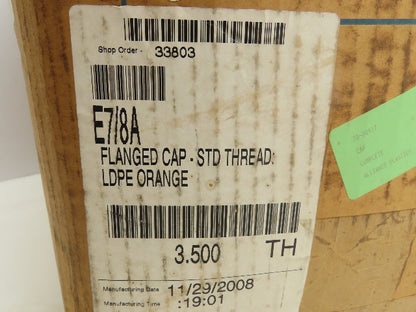 Caplugs 70-00917 E 7/8 A Flanged Cap STD Tread LDPE Orange Fits Over 7/8 OD Pipe