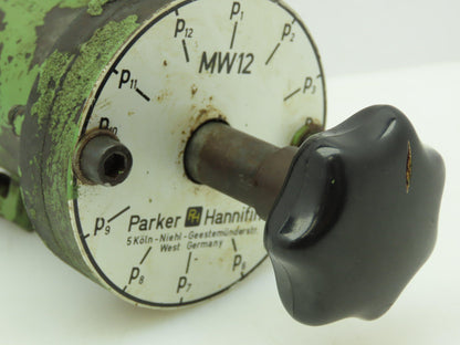 Parker MW12 Hydraulic Rotary Manual Hand Selector Valve Manifold 12-Station