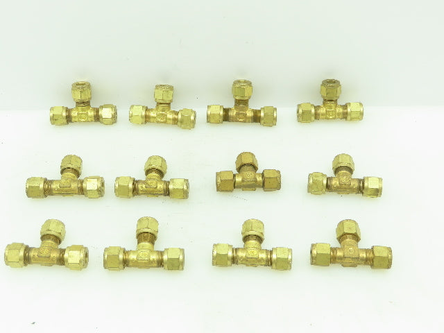 Gyrolok Brass Union Tee Connector Compression Fitting  5/16" Tube OD  LOT OF 12