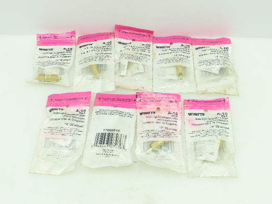 Watts A-10 962-P Ander-Lign Brass Compression Union 1/4 Tube OD  LOT OF 9