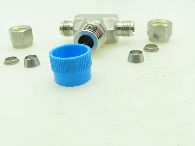 Hy-Lok 316 Male Branch Tee Compression Fitting 1/4" Tube x 3/8" MNPT  LOT OF 4