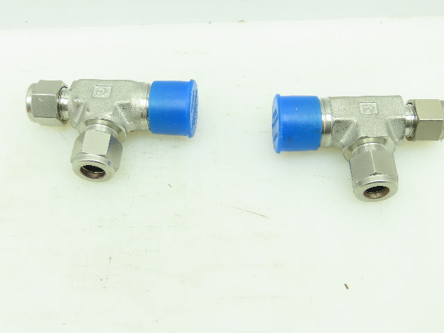 Hy-Lok 316 Male Run Tee Compression Fitting 3/8" Tube x 1/2" MNPT  LOT OF 2