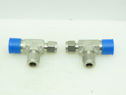 Hy-Lok 316 Male Run Tee Compression Fitting 3/8" Tube x 1/2" MNPT  LOT OF 2