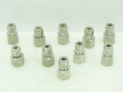 Hy-Lok Stainless Female Compression Connector 1/4" Tube 1/4" NPT  LOT OF 10