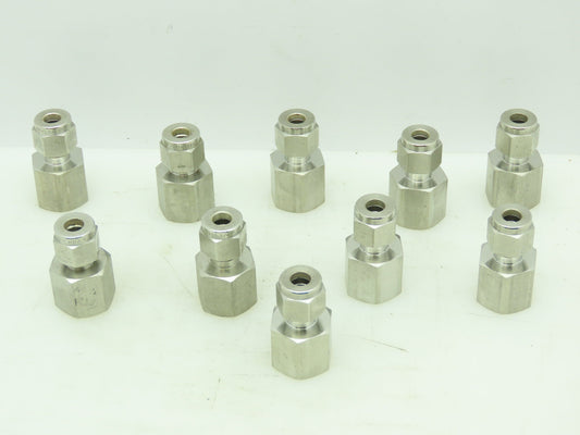 Hy-Lok Stainless Female Compression Connector 1/4" Tube 1/4" NPT  LOT OF 10