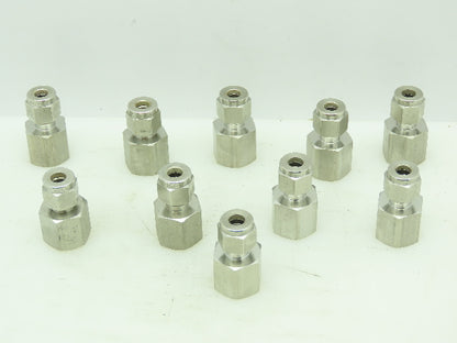 Hy-Lok Stainless Female Compression Connector 1/4" Tube 1/4" NPT  LOT OF 10